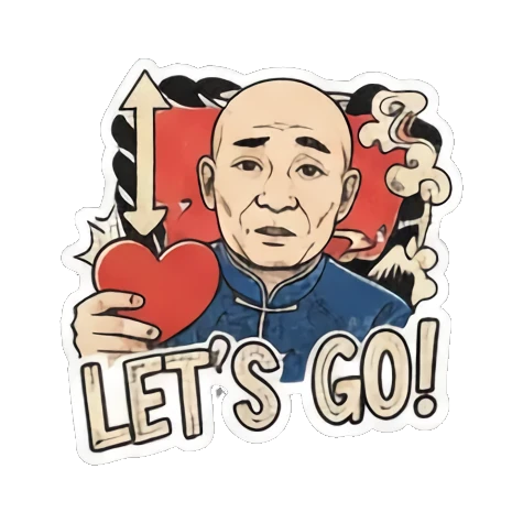 大叔大笑庆祝 Bald Uncle Lunar New Year sticker for expressive chats and social replies.