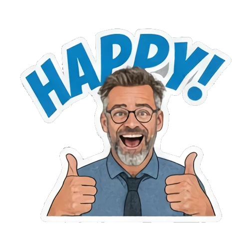 带文字幽默回应 Mr. Expressive: Daily Reactions sticker for expressive chats and social replies.