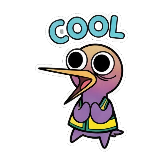小鸟双手抱胸，头顶COOL文字，表示酷炫 Funny Bird Daily Life sticker for expressive chats and social replies.