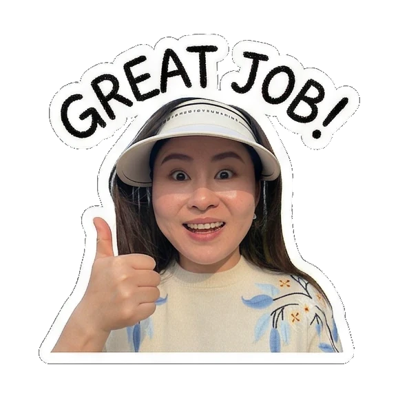 女子竖起大拇指“GREAT JOB!” Visor Girl's Daily Moods sticker for expressive chats and social replies.