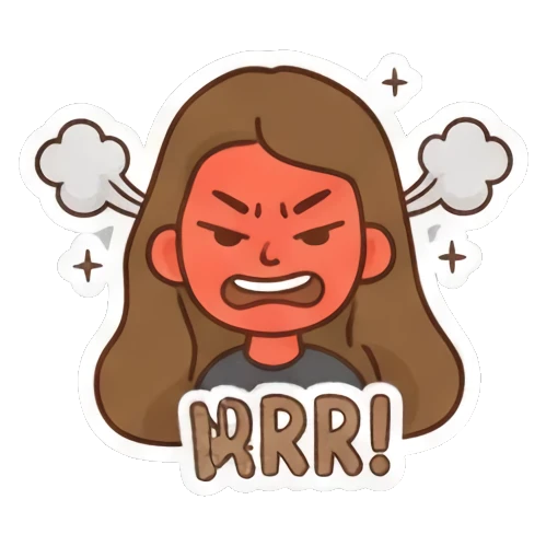 Angry girl grrr expression Girl's Daily Moods sticker for expressive chats and social replies.