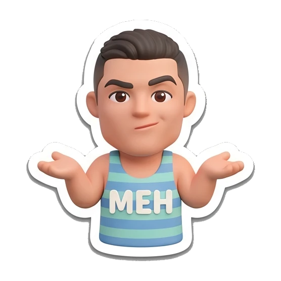 Indifferent boy shrugging shoulders with MEH text Summer Vibes Boy sticker for expressive chats and social replies.