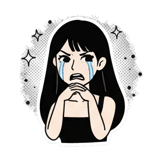 Girl crying with tears streaming down Daily Life of a Cool Girl sticker for expressive chats and social replies.