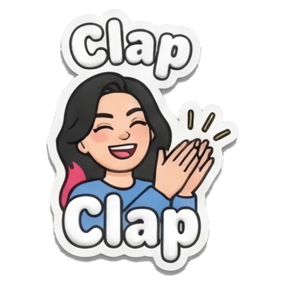 Girl clapping hands, text Clap Puffy Girl Daily Vibes sticker for expressive chats and social replies.
