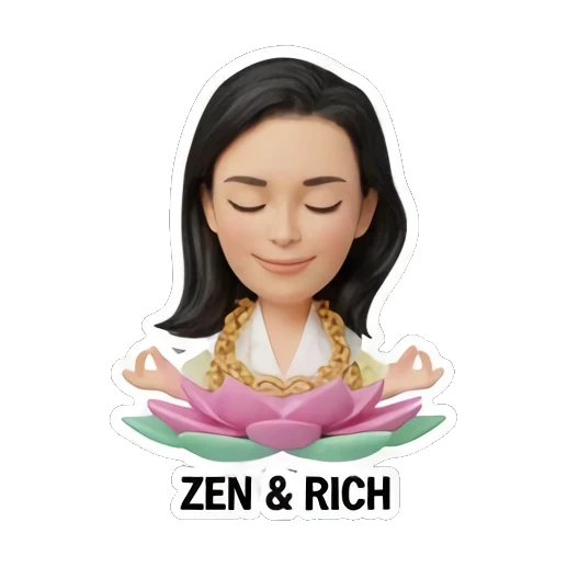 zen girl meditating with gold chain Rich Girl Lifestyle sticker for expressive chats and social replies.