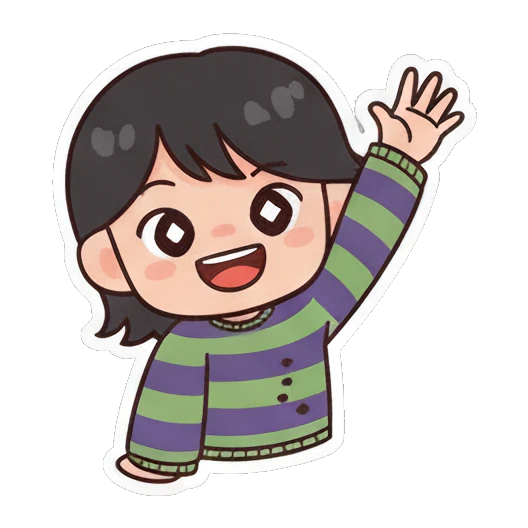萌娃挥手打招呼 Chibi Girl's Daily Moods sticker for expressive chats and social replies.