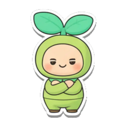 萌芽精灵满足微笑 Sproutling Emotions sticker for expressive chats and social replies.