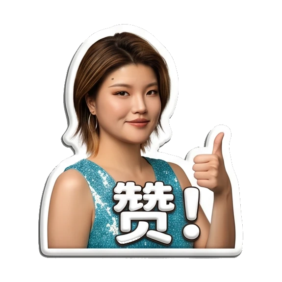 Approving young woman giving a thumbs up Sparkly Girl Daily Moods sticker for expressive chats and social replies.