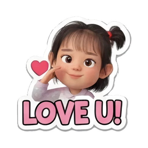 小女孩比心示爱 Little Girl Daily Vibes sticker for expressive chats and social replies.