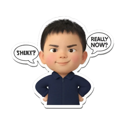 Boy questioning with 'REALLY NOW?' Chibi Boy's Daily Fun sticker for expressive chats and social replies.