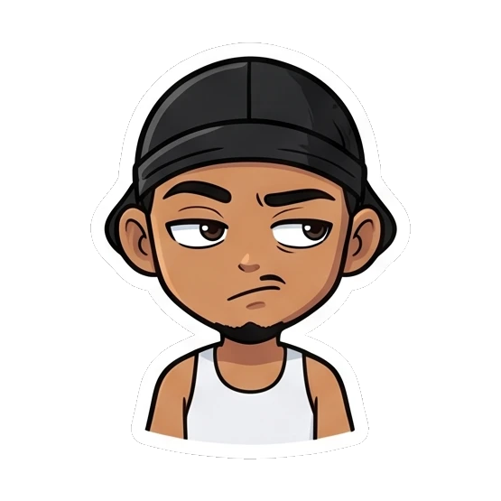 Skeptical guy with a side-eye glance and unimpressed expression Cool Guy Daily Vibes sticker for expressive chats and social replies.