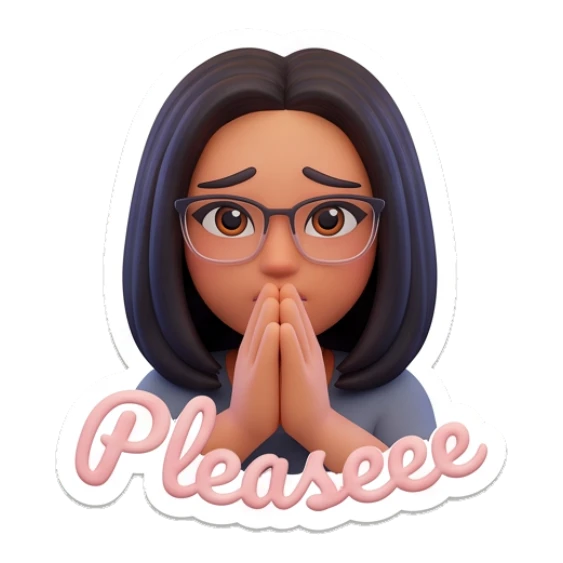 Girl with hands together in a pleading pose with text Please Modern Girl Daily Vibes sticker for expressive chats and social replies.