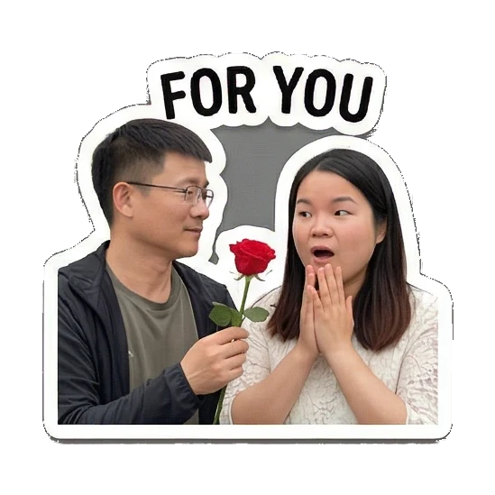 man giving rose Sweet Couple Moments sticker for expressive chats and social replies.