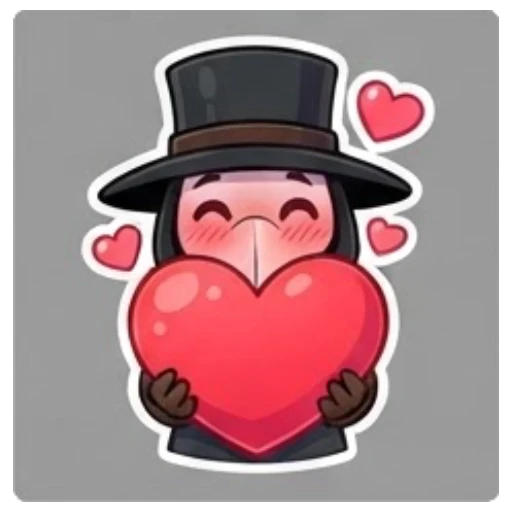 Plague doctor holding a large red heart with love Plague Doctor Adventures sticker for expressive chats and social replies.