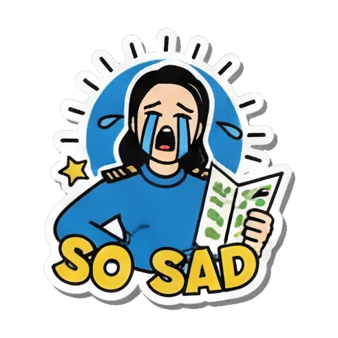 哭泣So Sad Pop Art Girl's Daily Moods sticker for expressive chats and social replies.