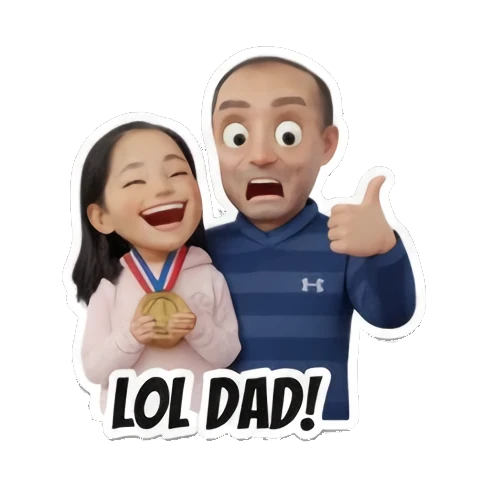 女儿给爸爸颁奖 Dad and Daughter Adventures sticker for expressive chats and social replies.