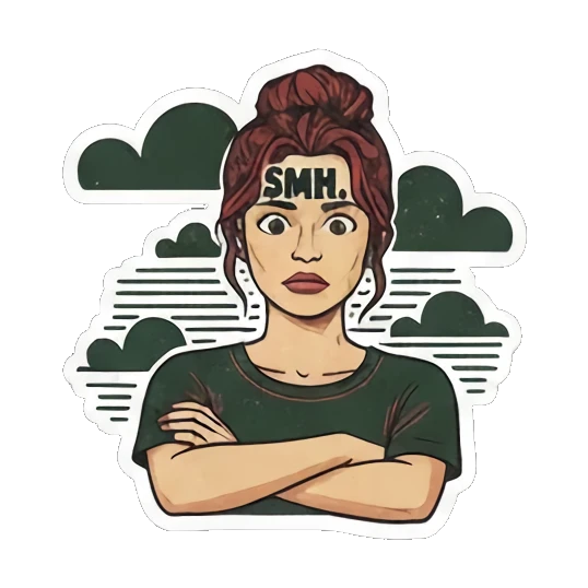Frustrated 'SMH' with crossed arms Expressive Gal's Daily Moods sticker for expressive chats and social replies.