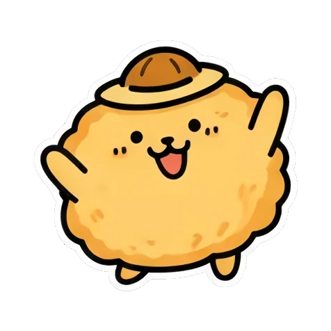 Cute creature waving hello happily Fluffy Hat Creature Stickers sticker for expressive chats and social replies.