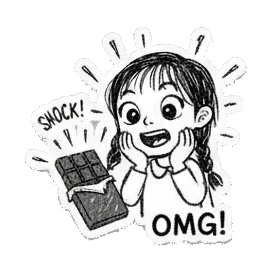 女孩吃巧克力表示震惊 Little Girl Daily Moods sticker for expressive chats and social replies.