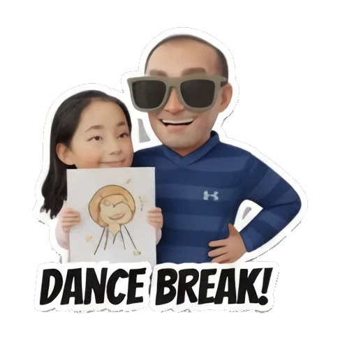 父女庆祝胜利 Dad and Daughter Adventures sticker for expressive chats and social replies.