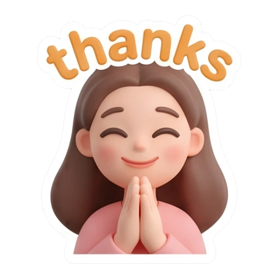 Girl with hands together saying thanks Cute Clay Girl Daily Expressions sticker for expressive chats and social replies.