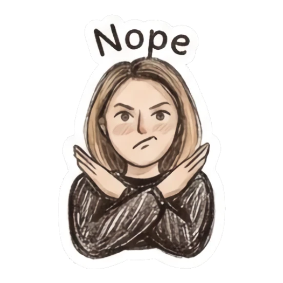 Girl making an X sign with arms to show refusal Sketchy Girl Daily Vibes sticker for expressive chats and social replies.