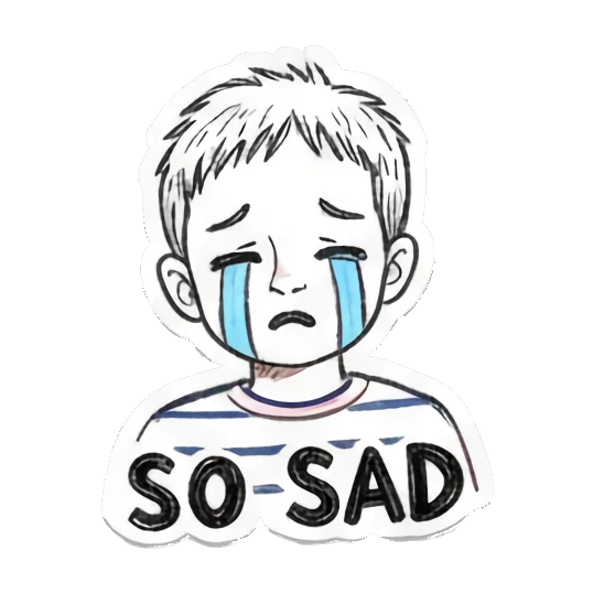 男孩伤心哭泣 Boy's Doodle Diary sticker for expressive chats and social replies.