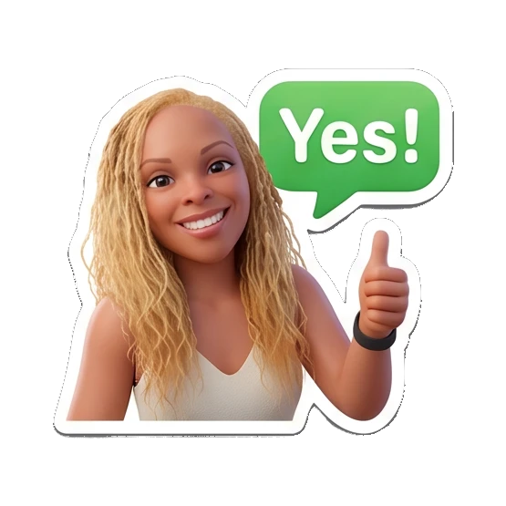 Blonde girl giving a thumbs up with Yes! text Blonde Girl Daily Vibes sticker for expressive chats and social replies.
