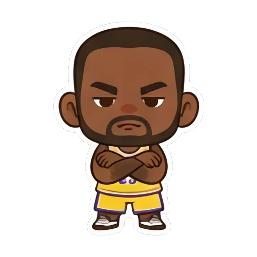 Chibi athlete looking serious with crossed arms King of the Court sticker for expressive chats and social replies.