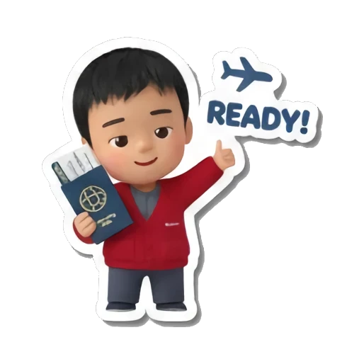 boy holding passport Little Traveler Explorer sticker for expressive chats and social replies.