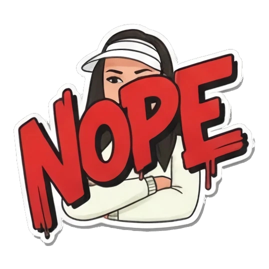 Dismissive "Nope" Graffiti Girl Vibes sticker for expressive chats and social replies.
