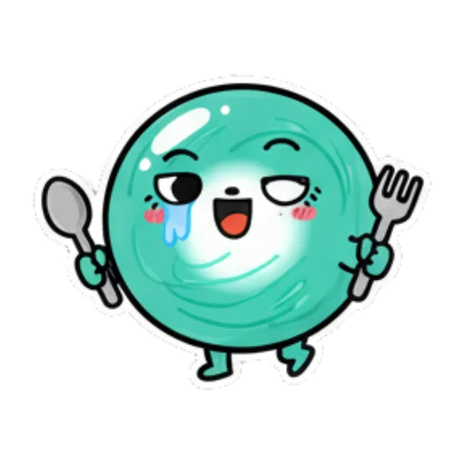 拿着餐具准备吃饭 Teal Blob Expressive Stickers sticker for expressive chats and social replies.