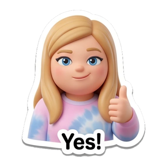 Blonde girl smiling and giving a thumbs up, text Yes Blonde Girl Daily Vibes sticker for expressive chats and social replies.
