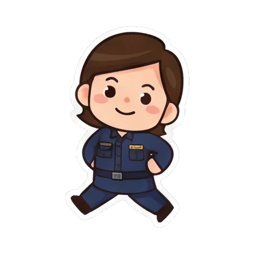 警官双手抱胸不悦 Chibi Officer's Daily Life sticker for expressive chats and social replies.