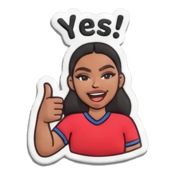 Girl giving thumbs up, Yes text Sporty Girl Vibes sticker for expressive chats and social replies.