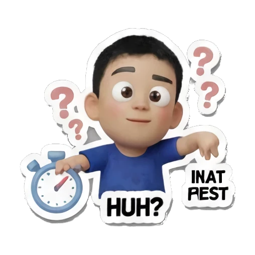 男孩看着闹钟表示焦急 Daily Life of a Chill Boy sticker for expressive chats and social replies.