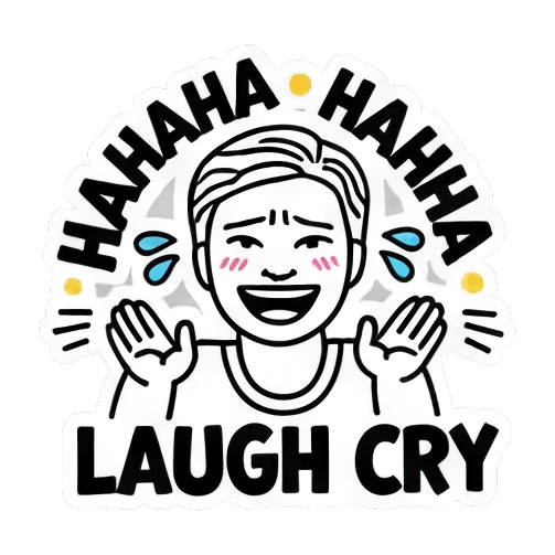 笑到流泪表情 Keith Haring Style Boy sticker for expressive chats and social replies.