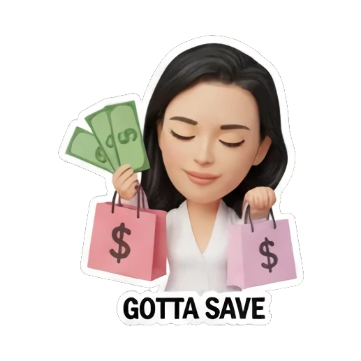 thrifty girl holding shopping bags Rich Girl Lifestyle sticker for expressive chats and social replies.
