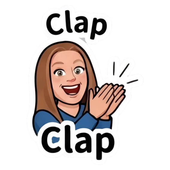 Girl clapping hands with enthusiasm with text Clap Everyday Girl Expressions sticker for expressive chats and social replies.
