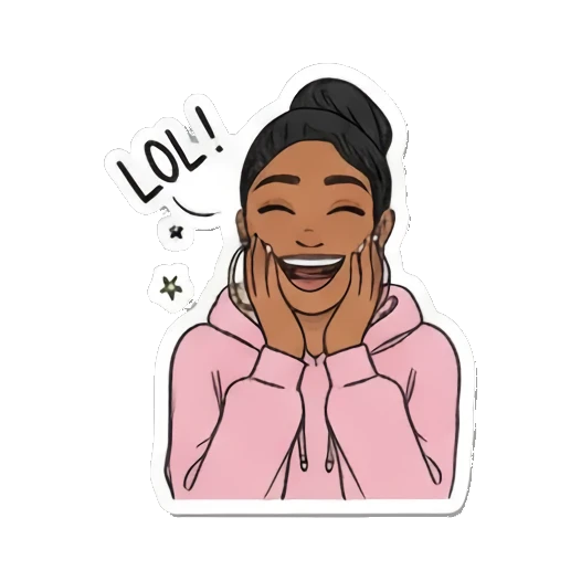 涂鸦女孩笑哈哈 Doodle Girl Moods sticker for expressive chats and social replies.