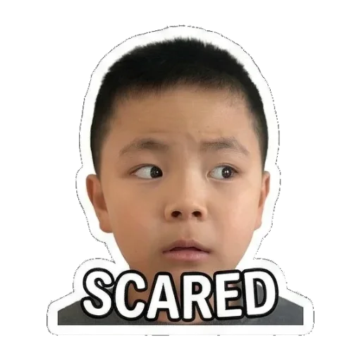 眼神惊恐，感到害怕SCARED Boy's Expressive Faces sticker for expressive chats and social replies.