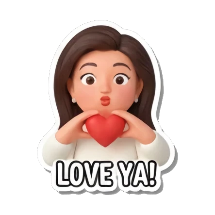 示爱，比心 Cute Girl's Daily Moods sticker for expressive chats and social replies.