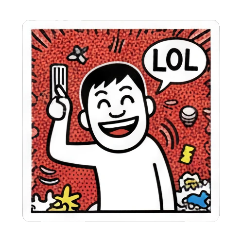 laughing boy with LOL text Keith Haring Style Doodle Boy sticker for expressive chats and social replies.