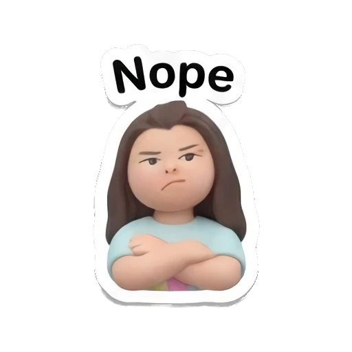 Annoyed girl with arms crossed looking away with text Nope Little Girl Daily Vibes sticker for expressive chats and social replies.
