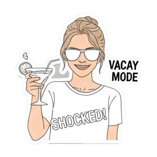 女孩戴墨镜度假模式 Girl's Daily Reactions sticker for expressive chats and social replies.