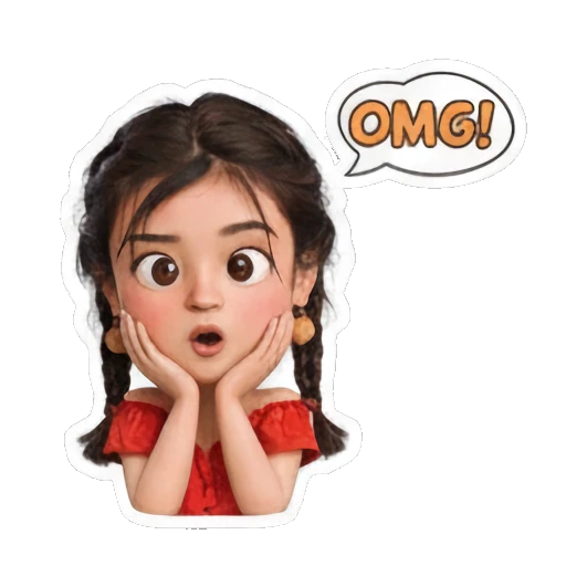 女孩惊讶捂脸 Little Red Dress Girl sticker for expressive chats and social replies.