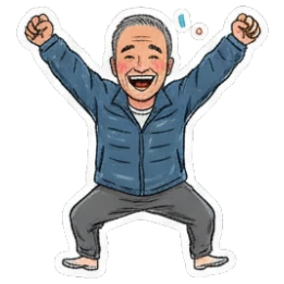 Man cheering with arms raised Cheerful Grandpa Daily Life sticker for expressive chats and social replies.