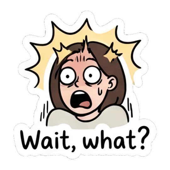 Girl with glasses looking shocked and surprised, eyes wide open. Daily Life of a Girl sticker for expressive chats and social replies.