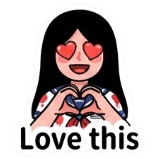 Schoolgirl forming a heart with her hands and heart eyes Yandere Schoolgirl Vibes sticker for expressive chats and social replies.
