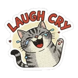 笑到流泪的猫咪 Vintage Tabby Cat Moods sticker for expressive chats and social replies.